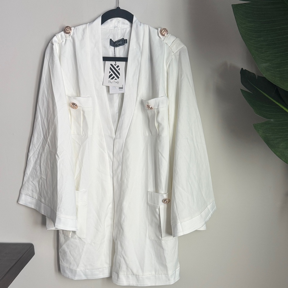 Blythe White and Gold Buttons Women's Jacket